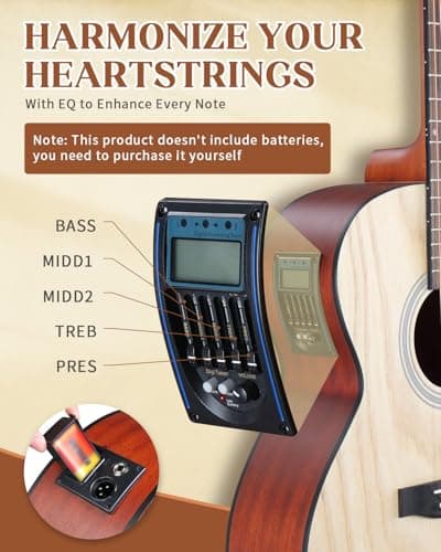 Ktaxon 41 Inch Cutaway Acoustic Electric Guitar, Full Size Manchurian Ash Body Beginner Guitars Kit with 15W Amp, Extra Strings & Capo Includes All Accessories (Natural)