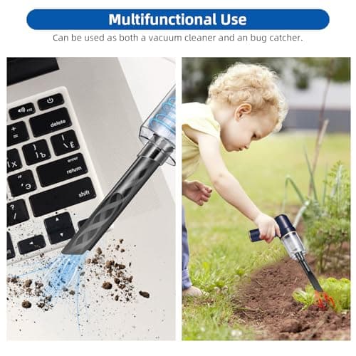 Bug Vacuum with Long Nozzle: 5 in 1 Handheld Cordless Car Vacuum Cleaner for Adults Car Home Office Garden, Rechargeable Strong Suction Insect Catcher for Spider Moth,Stink Bug (Blue)