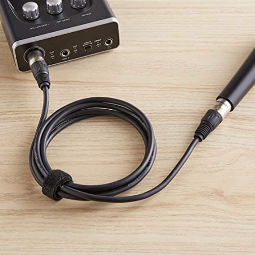 Amazon Basics XLR Male to Female Microphone Cable for Speaker or PA System, Recording Studio, All Copper Conductors, Low Noise Shielding, 6MM PVC Jacket, 6 Foot, Black