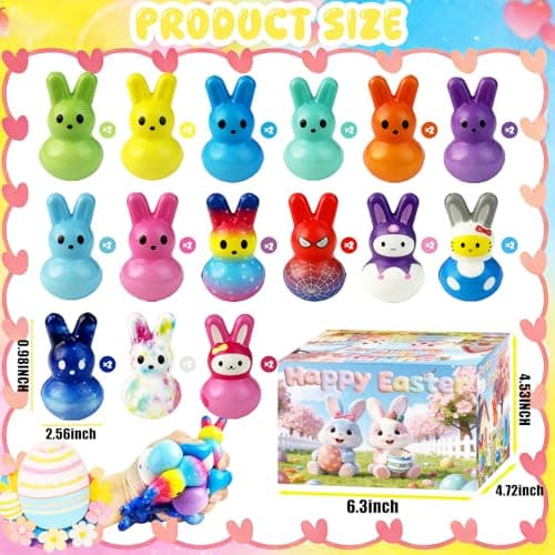 30Pcs Bunny Slow Rising Squishy Toys,Bulk Stress Relief Fidget Toy Squeeze Bunny for Kids,Treasure Chest Prizes, Classroom Prizes for Boys Girls B0FSKHRB4G