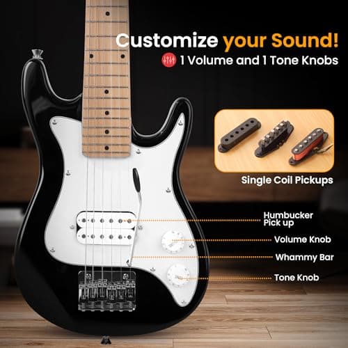 Pyle Kids Electric Guitar Starter Kit with Amplifier, 30” Mini Instrument w/ 10W Amp & Complete Accessories, PEGKT30