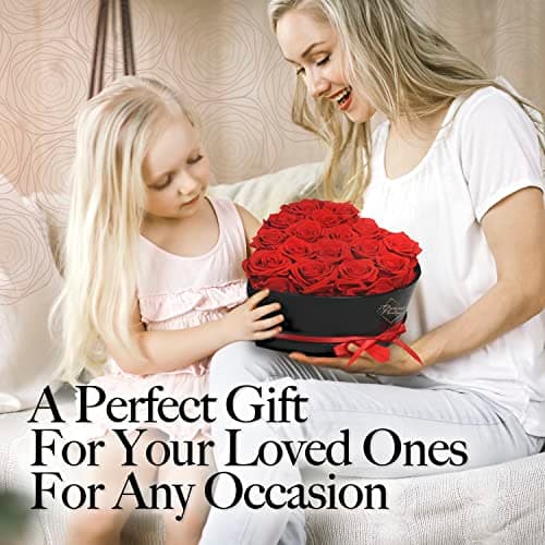 16 Flower Forever Heart Shape Box - Preserved Roses Gift for Her, Preserved Flowers, Red
