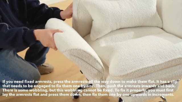 Furniliving Criss Cross Office Chair with Armrests & Wheels, Big and Tall Office Chair with Footrest, Flip Armrests for Pets, Wide Seat Cross Legged Desk Chair, Ergonomic Computer Chair, Teddy, White