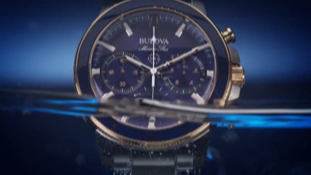 Bulova Men's Marine Star Series C Two-Tone Rose Gold Stainless Steel 6-Hand Chronograph Quartz Watch, Blue Dial Style: 98B301