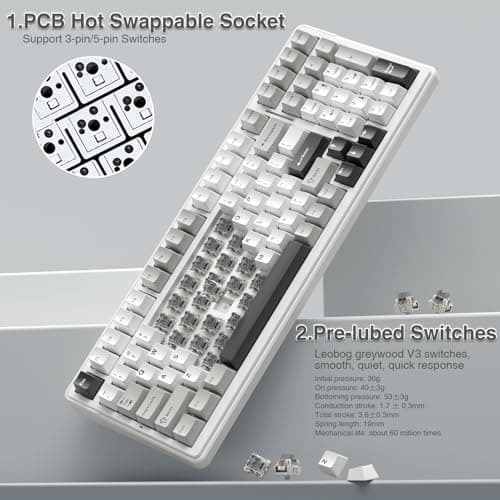 AULA F99 Wireless Mechanical Keyboard,Tri-Mode BT5.0/2.4GHz/USB-C Hot Swappable Custom Keyboard,Pre-lubed Linear Switches,RGB Backlit Computer Gaming Keyboards for PC/Tablet/PS/Xbox