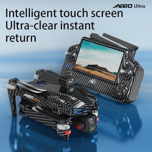 AE60 Ultra Drones with Camera for adults 4K Video Recording and 8K Photo Resolution, 3-Axis Gimbal,7.5 Miles Long Range, 7.2" Touch Screen Remote, 360 Laser Obstacle Avoidance, GPS Return Home, Airdrop Function Professional Quadcopter (Carbon Fiber, 3 Batteries + 64GB TF Card + Pad)