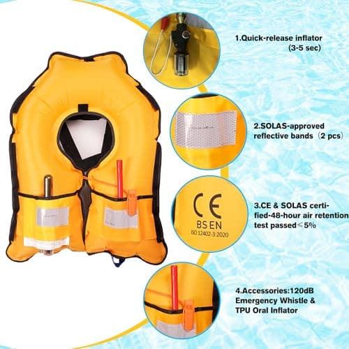 Inflatable-Life-Jacket| Lightweight Life-Vest for Adults| Automatic Inflatable-PFD| Supports up to 300 lbs