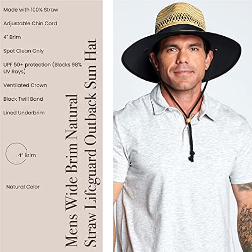 San Diego Hat Co. San Diego Hat Company Women's Rush Straw Lifeguard Hat with Fabric Band