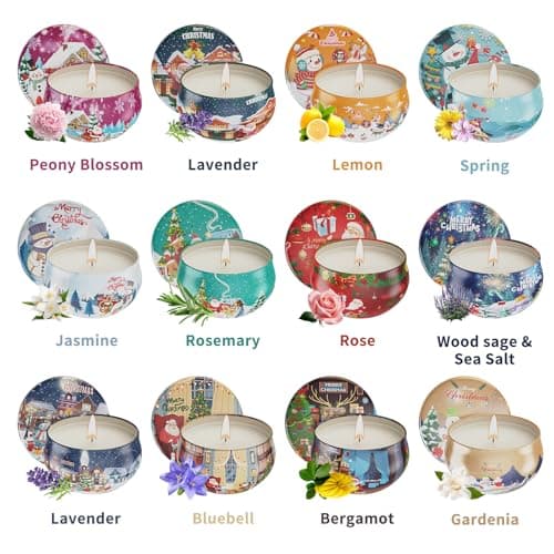 Christmas Gift Sets, Primevolve Scented Candles of 12 Bulk Home Aromatherapy Candles with Fragrances, Gift for Women, Candlelight Dinner Spa Bath
