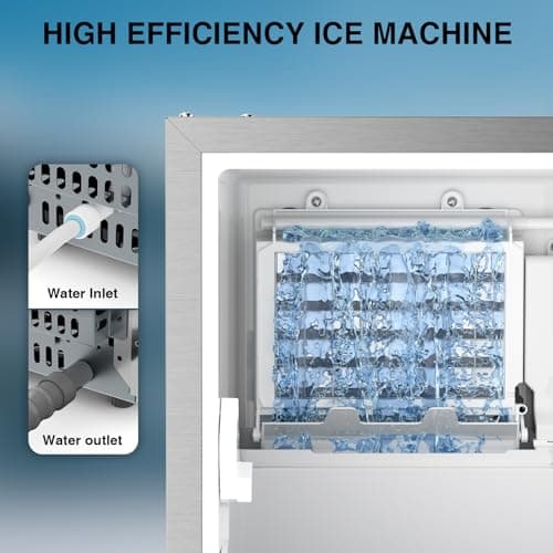 Mojgar ETL Approval Commercial Under Counter Ice Maker 100 Lbs/Day with 30 LBS Bin, 15" W Freestanding Built-in Ice Maker, Undercounter Ice Machine with Self Cleaning for Home/Bar/Restaurant，Silver