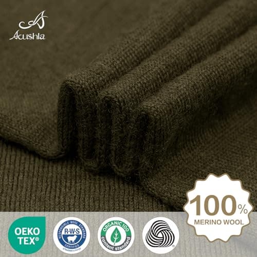 ACUSHLA 100% Merino Wool Neck Gaiter for Men & Women Ski Face Mask Winter Scarf Neck Warmer All Weather, Midweight Maple Leaf