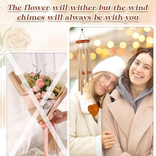 Sisters Gifts from Sister, Sister Birthday Gifts Wind Chime, Bestie Gift for Women, Unique Sisters Gift for Birthday, Christmas, Mothers Day, Wedding, Graduation, Garden Decoration