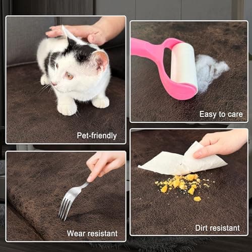 ANARACHON Leather Look Couch Cushion Covers Sofa Seat Slipcovers Sets Couches Furniture Protector for Sectional Armchair Loveseat Pets Kids Stretch Spandex Fabric(3 Cushion Sofa, Brown)