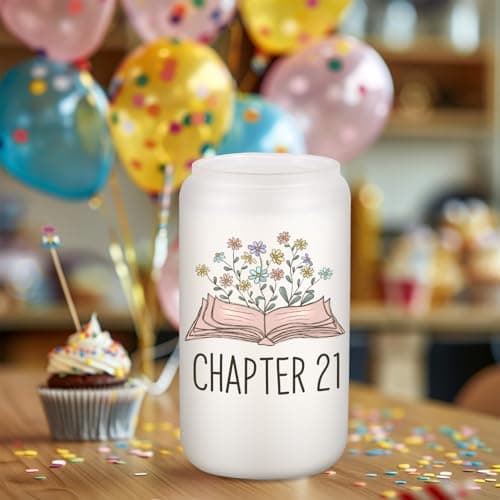 Birthday Gifts for 21 Year Old Female Friend, 2005 Daughter Turning 21, Happy 21st Bday Gifts Idea, 16oz Glass Coffee Tumbler Coolife Chapter 21 Cup, 21st Birthday Gifts for Women Her, 21 year old Girl B0F37WPTCQ