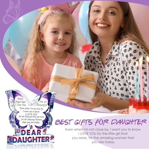 Daughter Birthday Gifts from Mom Dad, Daughter Gifts for Christmas, Unique Gifts for Daughter, Inspirational Gifts I Love You Daughter, Daughter Butterfly Decorative Signs Plaques