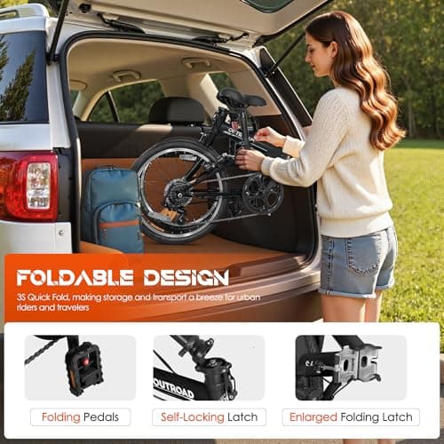 20-inch 7-Speed Folding Bike - Lightweight Aluminum Frame, Adjustable Stem, Easy Foldable Bicycle for Commuting & Storage, Multiple Colors