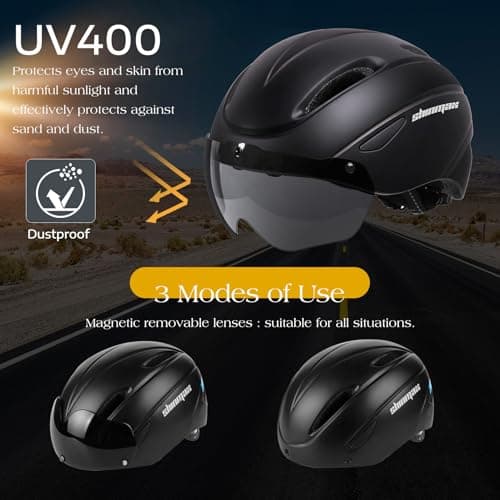 Shinmax Bike Helmet for Men Women, Bicycle Helmet with Detachable Magnetic Goggles Adjustable for Adult Road Biking Mountain Cycling Helmet