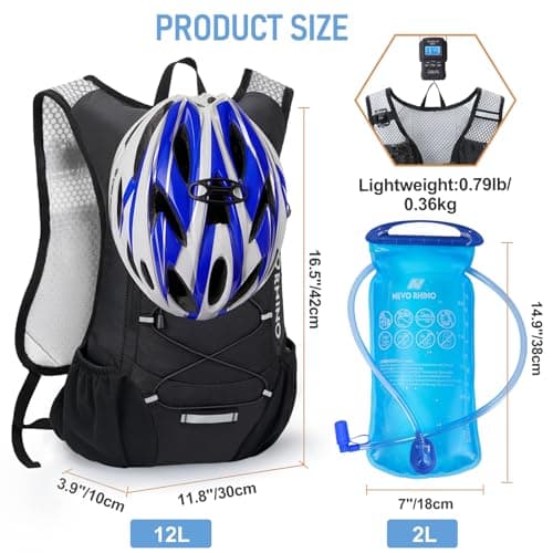Lightweight Hydration Backpack, Running Backpack with 2L Water Bladder, Hydro Water Daypack for Cycling Hiking Rave for Men Women