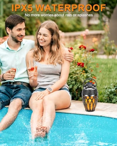 Vanten 2 Packs Outdoor Bluetooth Speakers, Bluetooth 5.0 Led Flame Speaker, IPX5 Waterproof Flame Torch Atmosphere Speaker, Flame Lamp, Gifts for Men Women, Decorations for Party Garden Patio