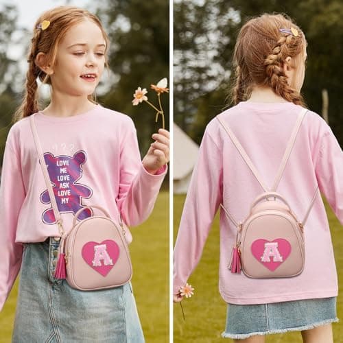 KKXIU Purse Gifts for Girls Cute Little Girl Crossbody Bag Heart Kids Small Backpack with Tassel (A)