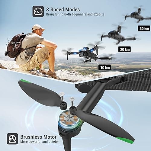 4K Drones with Camera for Kids,Drones for Adults withEmergency Stop, Headless Mode, 360° Flips, CarryingCase & 2 Batteries,Wireless RC Toys for Boys Girls(Black)