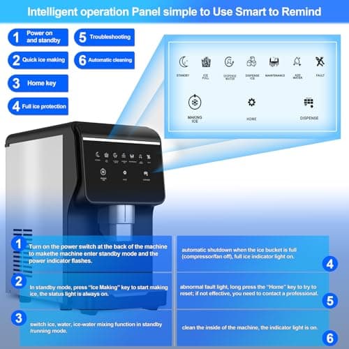 120LB/Day Commercial Under Counter Ice Maker with Smart LCD & Customizable Ice – Under Counter Freestanding, Built 25LBS Ice Storage 6-Min Quick Cycle, Energy Efficient