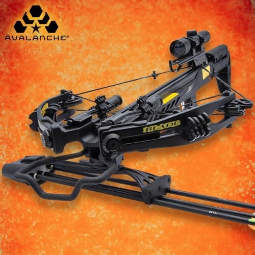 AVALANCHE Thunderstruck Blade Crossbow with Scope - Composite Stock, Fiberglass Limbs, Aluminum Barrel, Picatinny Rail, Anti-Fire Safety, 175-LB Draw-Weight, 340 FPS, Use for Hunting Game - Length 36”
