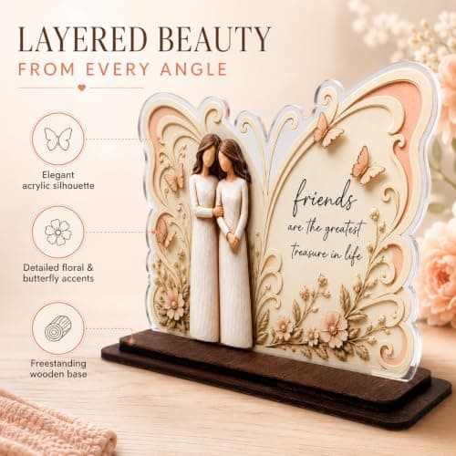 Thanksgiving, Christmas Gift for Friends, Besrt Friend, Friend Birthday Gifts for Women, 2-layer Acrylic and Wood Desk Decor Friendship Gifts for Women, Birthday Gifts for Friends, Friendship Plaques B0H8SXKFP6