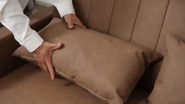 N NOORDENIYA 55'' Leather Sofa Bed, Pull Out Sleeper Sofa Couch Bed, Loveseat Sleeper, Futon Sofa Couch with Side Pocket, Convertible Sofa Bed for Living Room, Apartment, Bedroom, RV, Brown