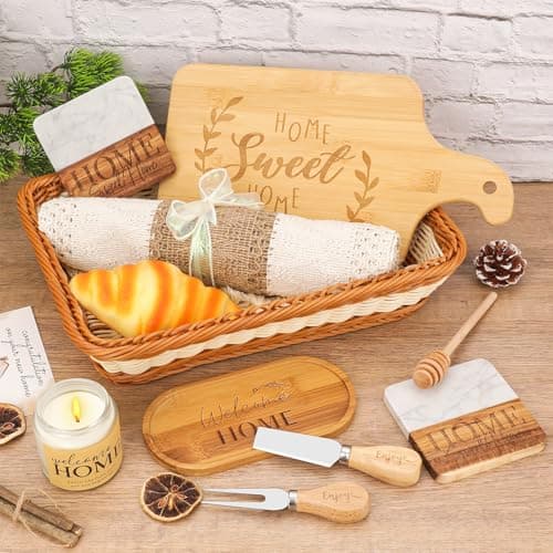 House Warming Gifts New Home,New Home Gift Ideas,Realtors Closing Gifts for Home Buyers,Woven Basket Serving Board Table Runner Gifts for Couples Women Men B0DG54VV5R