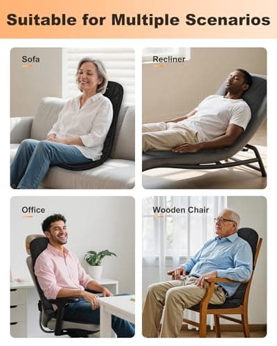 Snailax Back Massager with Heat, Massage Seat Cushion with 10 Motors, Massage Chair Pad for Home Office Use, 5 Modes & 3 Intensity Levels, 2 Heat Settings with 30-60-90 Mins Timer, Gifts for Him Her