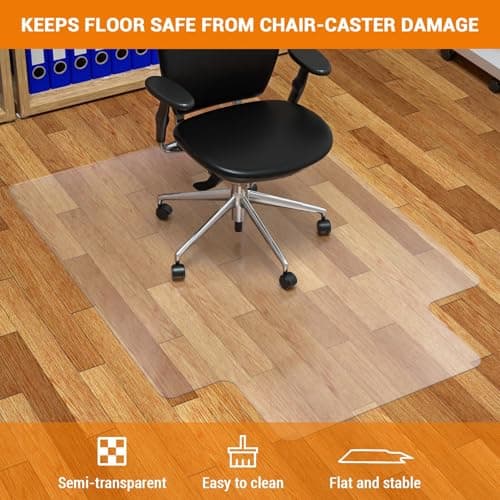 Office Chair Mat for Hard Floor, 45'' x 53'' Computer Desk Chair Mat for Floors, Easy Rolling for Office on Carpets Anti-Slip Carpet Protector for Rolling Work and Gaming Chairs
