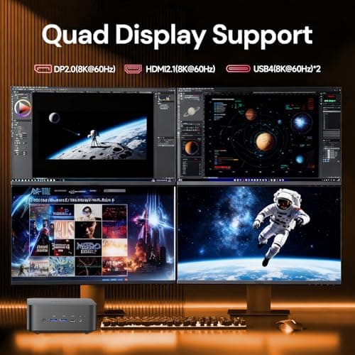 Reatan AI Oculink Mini Barebone PC AMD Ryzen 7 255 (8C/16T Upgraded 8745HS) Radeon 780M NO SSD & NO RAM & NO OS 8K Quad-Screen Display Desktop Gaming Mini Computers WiFi 7 BT:5.4 Built-in Speaker