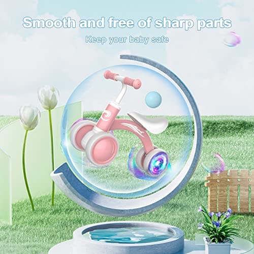 Gamfeiny Colorful Lighting Baby Balance Bike Toys for 1 Year Old Boy Girl Gifts, 10-36 Month Toddler Balance Bike, No Pedal 4 Silence Wheels & Soft Seat First Riding on Toys, 1st Birthday Gifts B0BLMF98S8