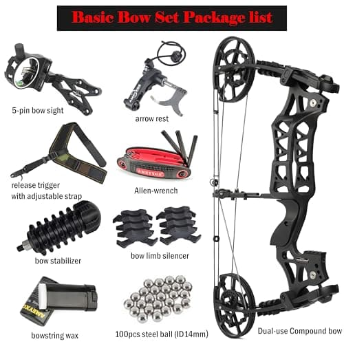 Compound Bow Dual-use for Arrows and Steel Ball,Hunting Bows,40-70lbs Adjustable,Short-Axis Compound Bow Set for Archery Outdoor Hunting Target Shooting Bow Fishing