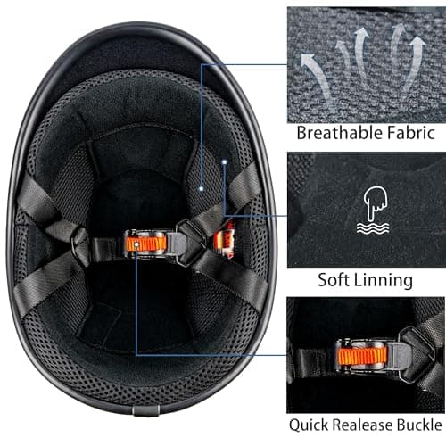 Yesmotor Half Helmet Polo Cap Half Shell Open Face Motorcycle Helmet - DOT Approved(Matte Black,Small)