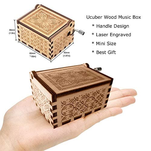 Ucuber You are My Sunshine Music Box, Gifts for Wife from Husband, Wood Laser Engraved Vintage Hand Cranked Cute Boxes, Best Gift for Birthday/Valentine's Day (Husband to Wife)