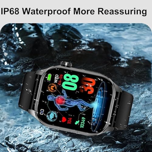 Advanced Health Smartwatch for Women Men with Real-Time Monitoring of Heart Rate, Blood Oxygen, Body Temperature, Blood Pressure, Sleep Auality and Stress Levels.Always-On Display, for Android & iOS