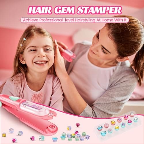 Hair Gem Stamper Kit, Bling Hair Jewels for Girls Toys, Hair Styling Tool with Reusable Shining Diamonds, Birthday Gifts Toys for Girls Ages 3 4 5 6 8-12