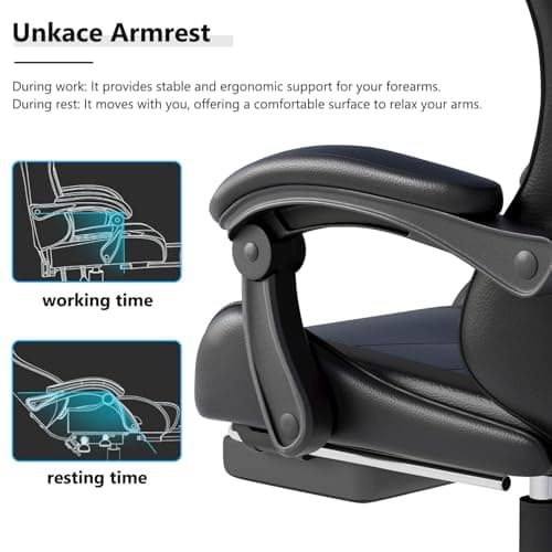 OS MOTOR Gaming Chair with Headrest and Lumbar Support, Ergonomic High Back Office Chair, Racing Style Executive Computer Desk Chair, Leather Adjustable Swivel Task Chair for Home Office (Black)