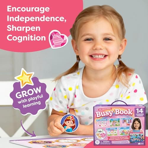 Princess Dress Up 3 Year Old Girl Gifts for Kids - Preschool Learning Educational Toys - Preassembled Travel Activity Montessori Busy Book for Toddlers Ages 3-5 & Princess Unicorn Toddler Books B0G2M13ZCG