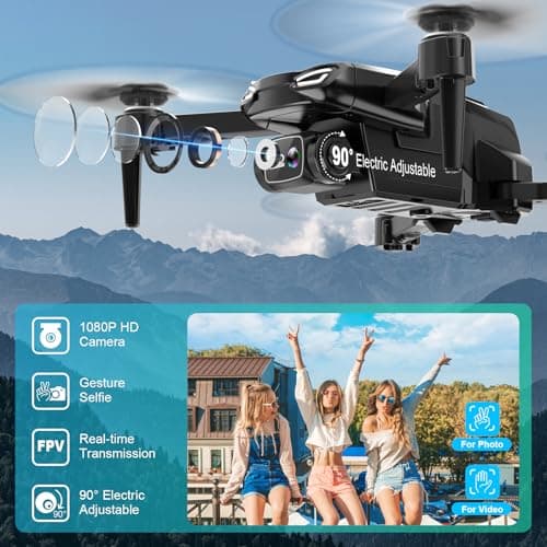 Drone with 1080P Camera, Foldable Remote Control Quadcopter for Adults Beginners, Mini Drone with Stable Hover, Waypoint Fly, 3D Flips, One Key Start, 2 Batteries, Easy to Fly Indoors & Outdoors
