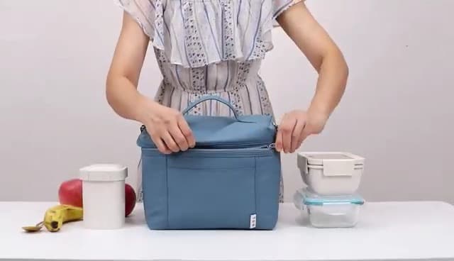 NOL Natural Organic Lifestyle Insulated Lunch Bags for Women Cooler Bag Lightweight Nylon Waterproof Lunch Box For Work（Medium, Cream