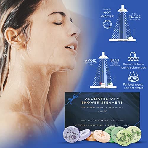 8 Natural Essential Fizzies: Lavender, Eucalyptus, Citrus, Peppermint, Relaxation Stress Relief Shower Tablets gifts for Mom VALITIC Aromatherapy Shower Steamers, Pods for Shower Spa Gift, 4 Scents B09MHRFGDW
