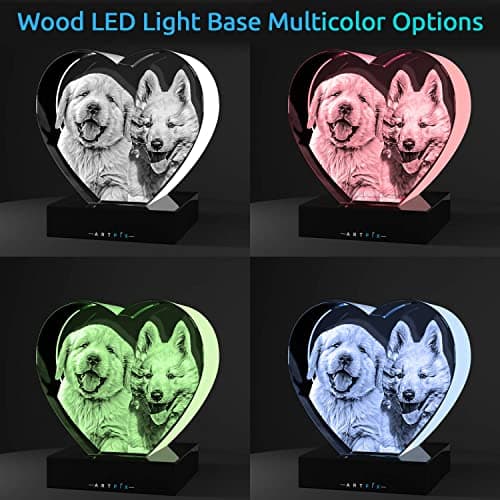 ArtPix 3D Crystal Photo, Personalized Gifts for Women, Wife, Men, Mom, Father, Her, Him, Dad, Grandpa, Great Customized Gift with Your Own Photo, Custom Glass 3D Laser Etched Picture Wedding - Heart
