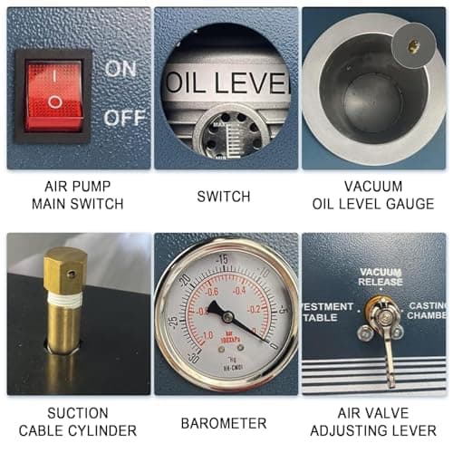 HAADID Vacuum Investing Casting Machine 2L - Vacuum Casting Machine with 3 CFM Pump & Bell Jar for Jewelry Casting Molds Processing 110V CM01