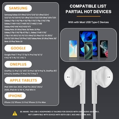 Gsangoo USB C Headphones USB Type C Earphone Wired Earbuds Plug Noise Canceling in-Ear Headphones with Microphone