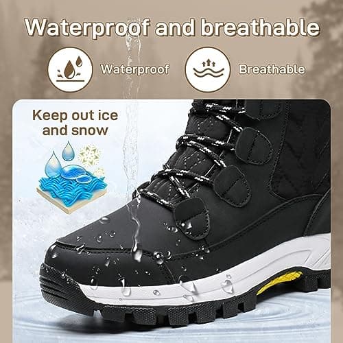 ziitop Womens Snow Boots Warm Fur Lined Winter Boots Anti Slip Ankle Boots Mid Calf Snowboots Waterproof and Cold-Resistant Outdoor Walking Shoes for Women Ladies Girls