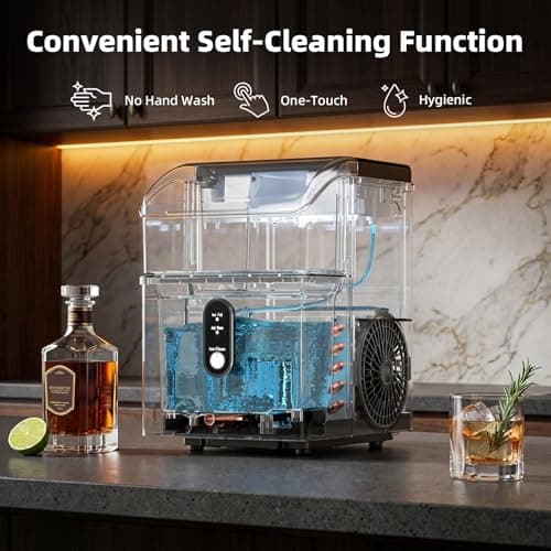 Antarctic Star Nugget Ice Maker Countertop, 35lbs/24H Ice Machine, Soft Chewable Sonic Ice, Self-Cleaning, Fast Ice Ready in 8 Minutes, Compact Design with Handle, Stainless Steel Silver