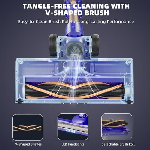 Cordless Vacuum Cleaner, 180° Bendable Wand Stick Vacuum Cleaners with LED Touch Screen, 8-in-1 Lightweight Rechargeable Vacuum with 1.5L Dust Cup for Home Hard Floor Low-Pile Carpet